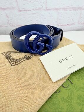 Gucci Blue Monochrome Marmont GG Interlocking 414516 Belt 105/42